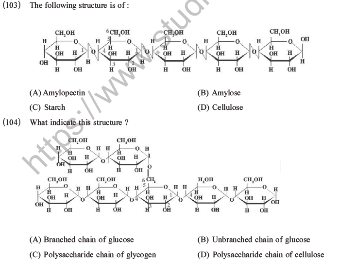 NEET Biology Biomolecules MCQs Set C, Multiple Choice Questions